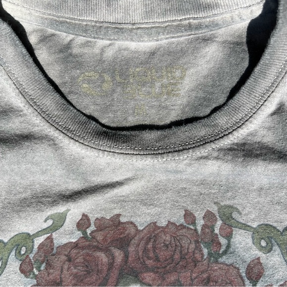 Overdyed Grey Grateful Dead Skeleton Roses T-Shirt Reworked - Picture 2 of 6